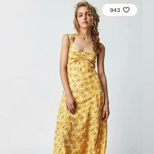 Free People Rosalee Sunflower Ruffle Maxi Dress